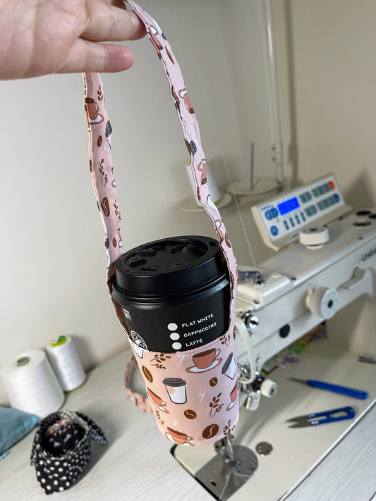 ☕ Tumbler Carrier – Coffee Pattern Edition