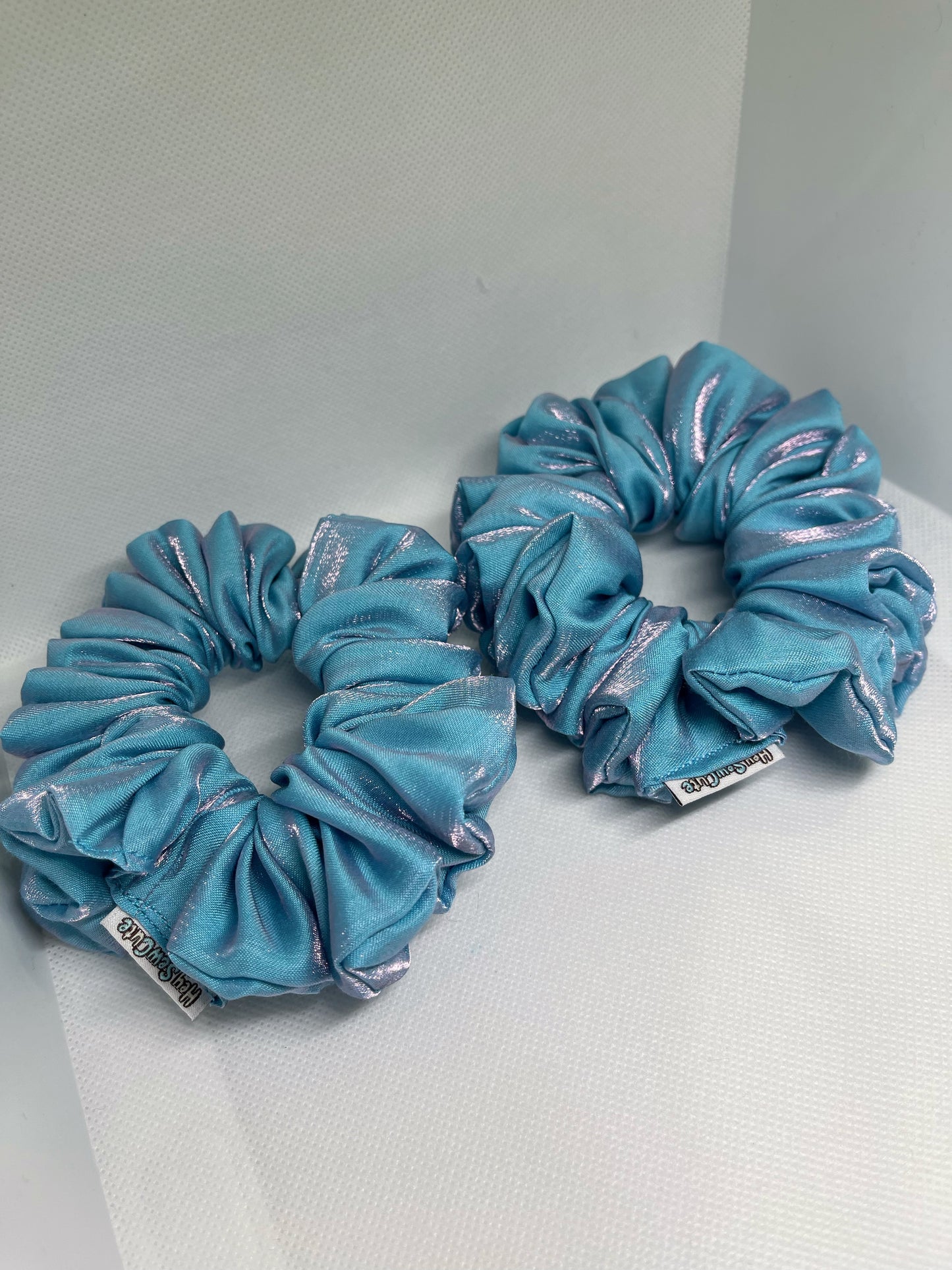 HeySewCute Shimmer Blue Large Scrunchie handmade in NZ