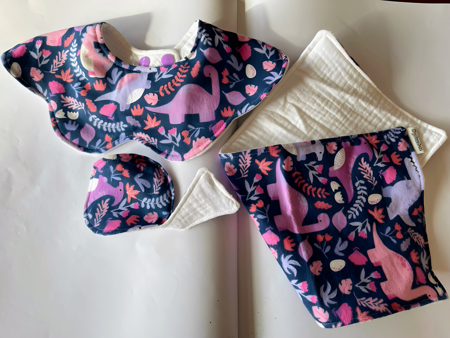 Baby Care Gift Set – Handmade Bib, Washcloth & Burp Cloth (Choose Your Print)