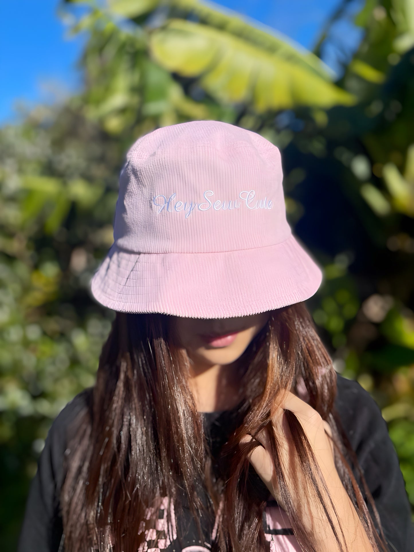 HeySewCute Embroidered Corduroy Bucket Hat – Loose Fit