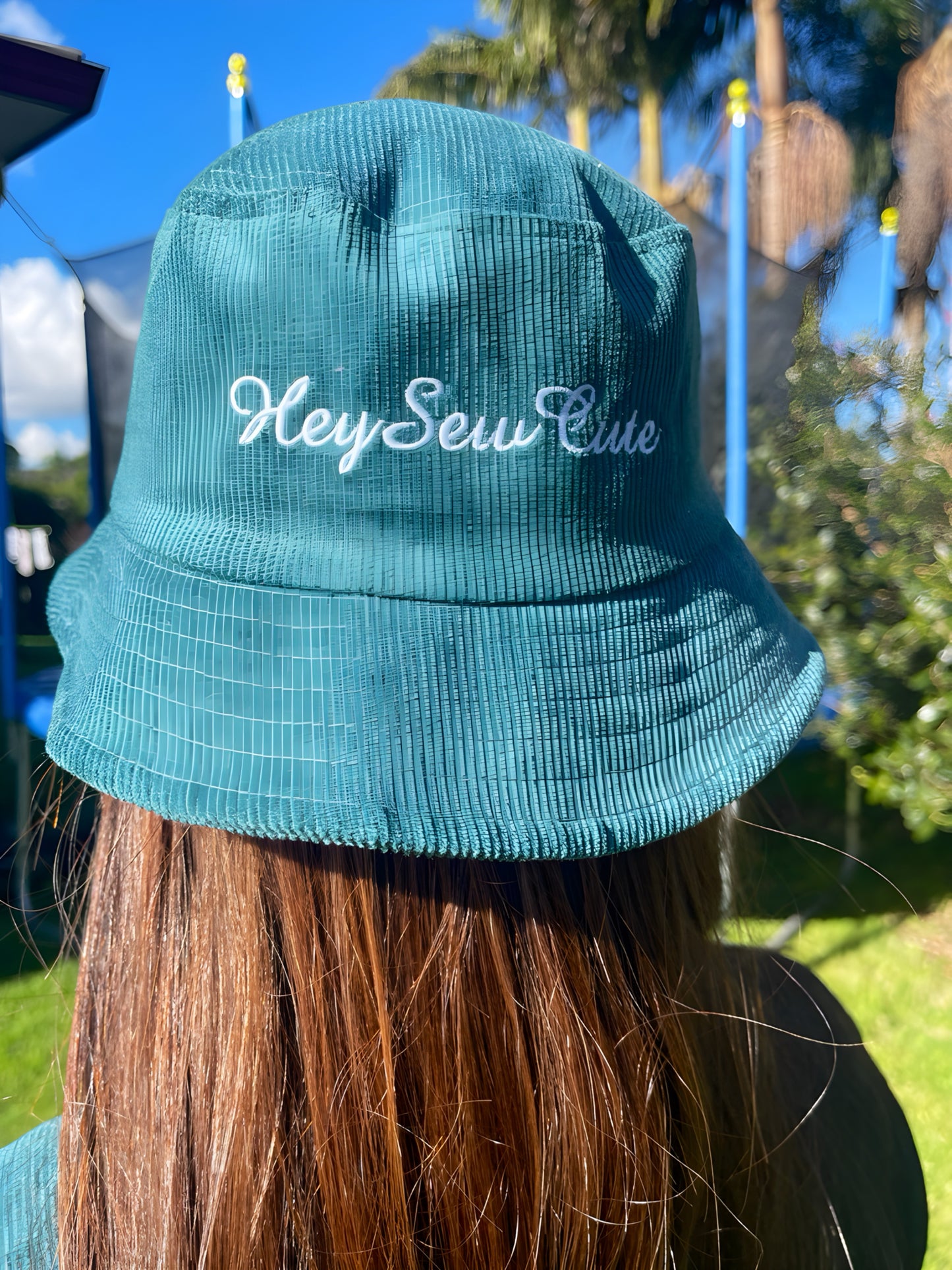 HeySewCute Embroidered Corduroy Bucket Hat – Loose Fit