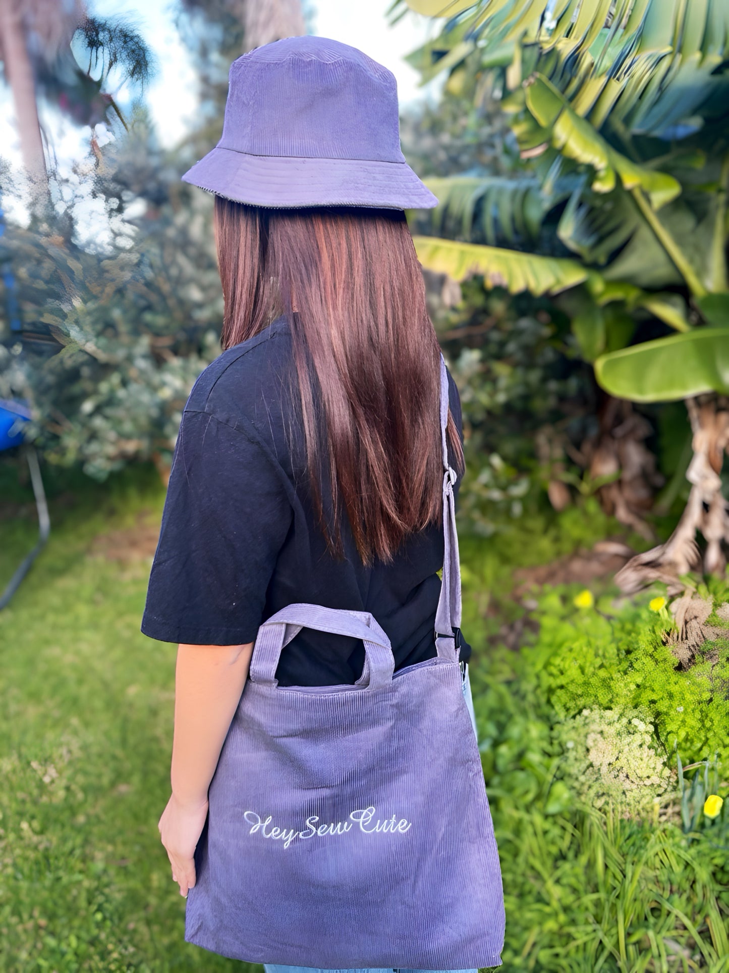 HeySewCute Embroidered Corduroy Bucket Hat – Loose Fit