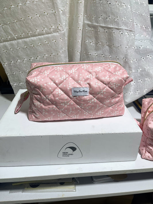 Floral Mist Quilted Makeup Bag by HeySewCute