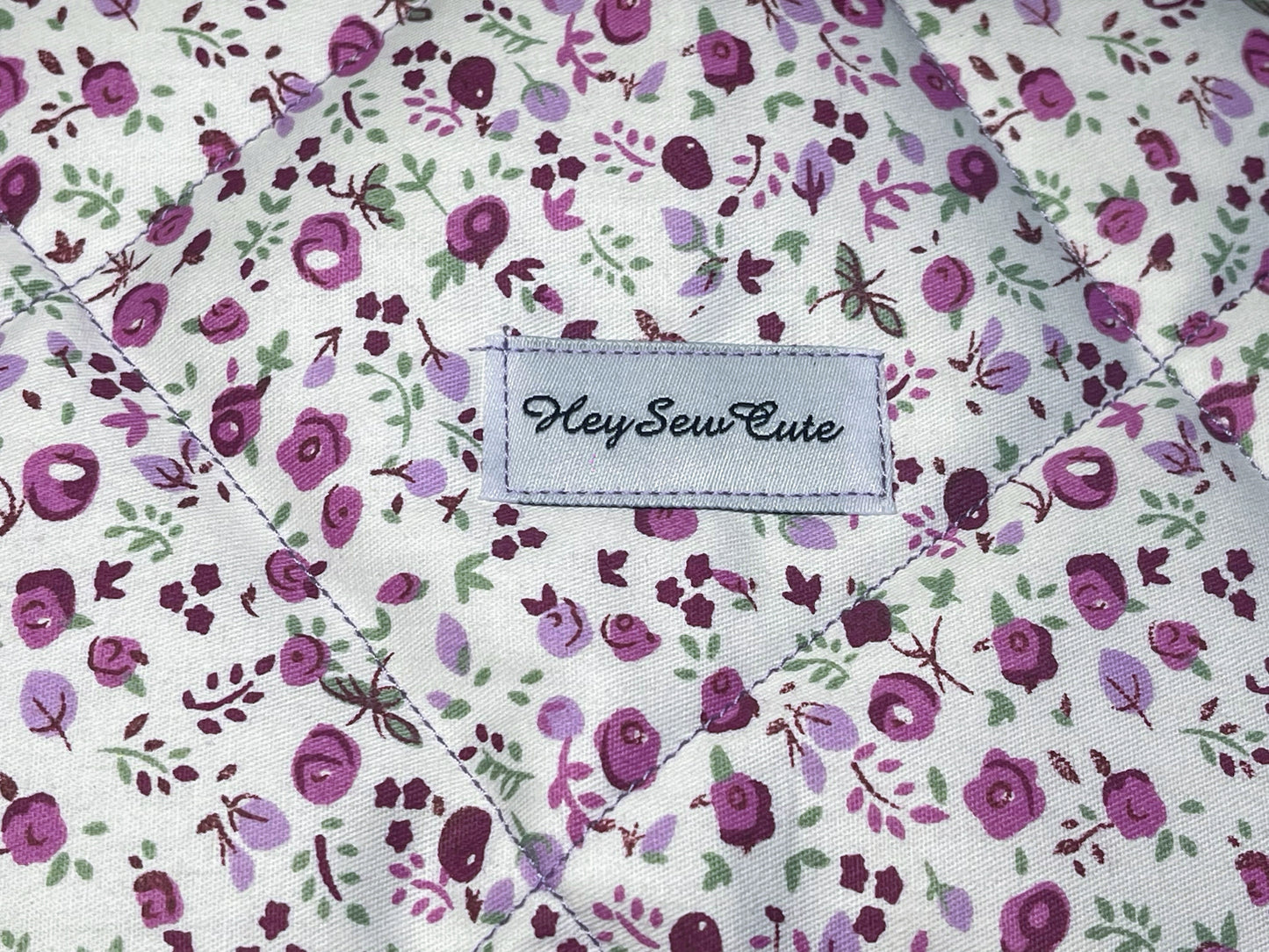 HeySewCute Quilted Pouch – Purple Blossom Edition
