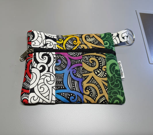 Patchwork Zipper Pouch with Keyring