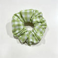 Load image into Gallery viewer, Picnic Gingham Hair Set – Handmade Large Scrunchie & Bow Clip