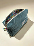Load image into Gallery viewer, Large Green Corduroy Pencil Case – Spacious Handmade Boxy Stationery Pouch for Students & Office Workers