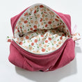 Load image into Gallery viewer, Red Pink Corduroy Boxy Makeup Bag – Choose Your Lining