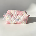 Load image into Gallery viewer, Pink Patchwork Quilted Makeup Bag – Soft Cosmetic Pouch