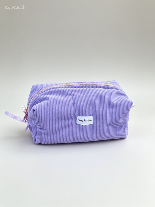 Lavender Corduroy Makeup Bag – Floral Lining Edition