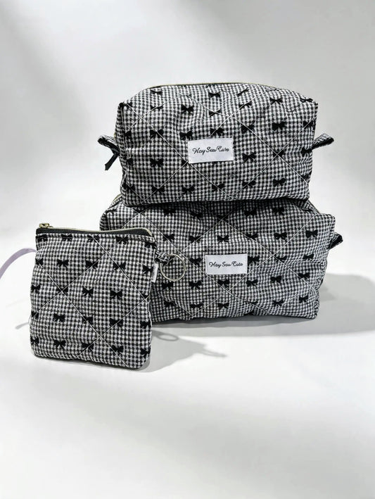 Black bow gingham matching set