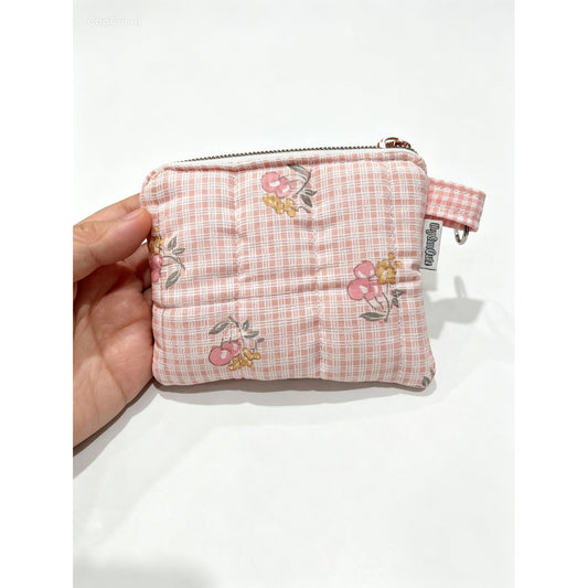 Quilted Keyring Wallet | Handmade Mini Card & Coin Pouch