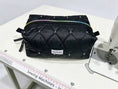 Load image into Gallery viewer, Black Swan Quilted Puffer Makeup Bag – Rainbow Zip