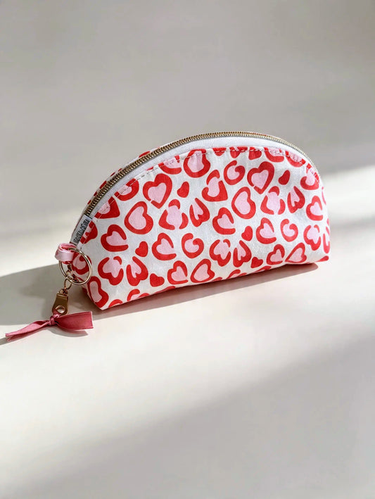 Handmade Half Moon Pouch – Wide-Opening Makeup & Essentials Bag