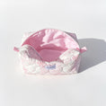 Load image into Gallery viewer, Pink Quilted Makeup Bag with Heart Stitching – Handmade Cosmetic Pouch
