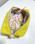 Load image into Gallery viewer, HeySewCute Corduroy Makeup Bag – Yellow with Tulip Floral Lining