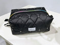 Load image into Gallery viewer, Black Swan Quilted Puffer Makeup Bag – Rainbow Zip