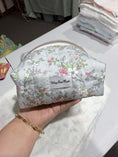 Load image into Gallery viewer, Daily Muse Grey Blossom handmade makeup bag front view