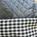 Load image into Gallery viewer, Black Gingham Quilted Mochi fabric combination preview; fabrics shown before sewing