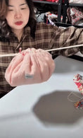 Load image into Gallery viewer, Strawberry Mochi Bag gathered into a closed soft pouch