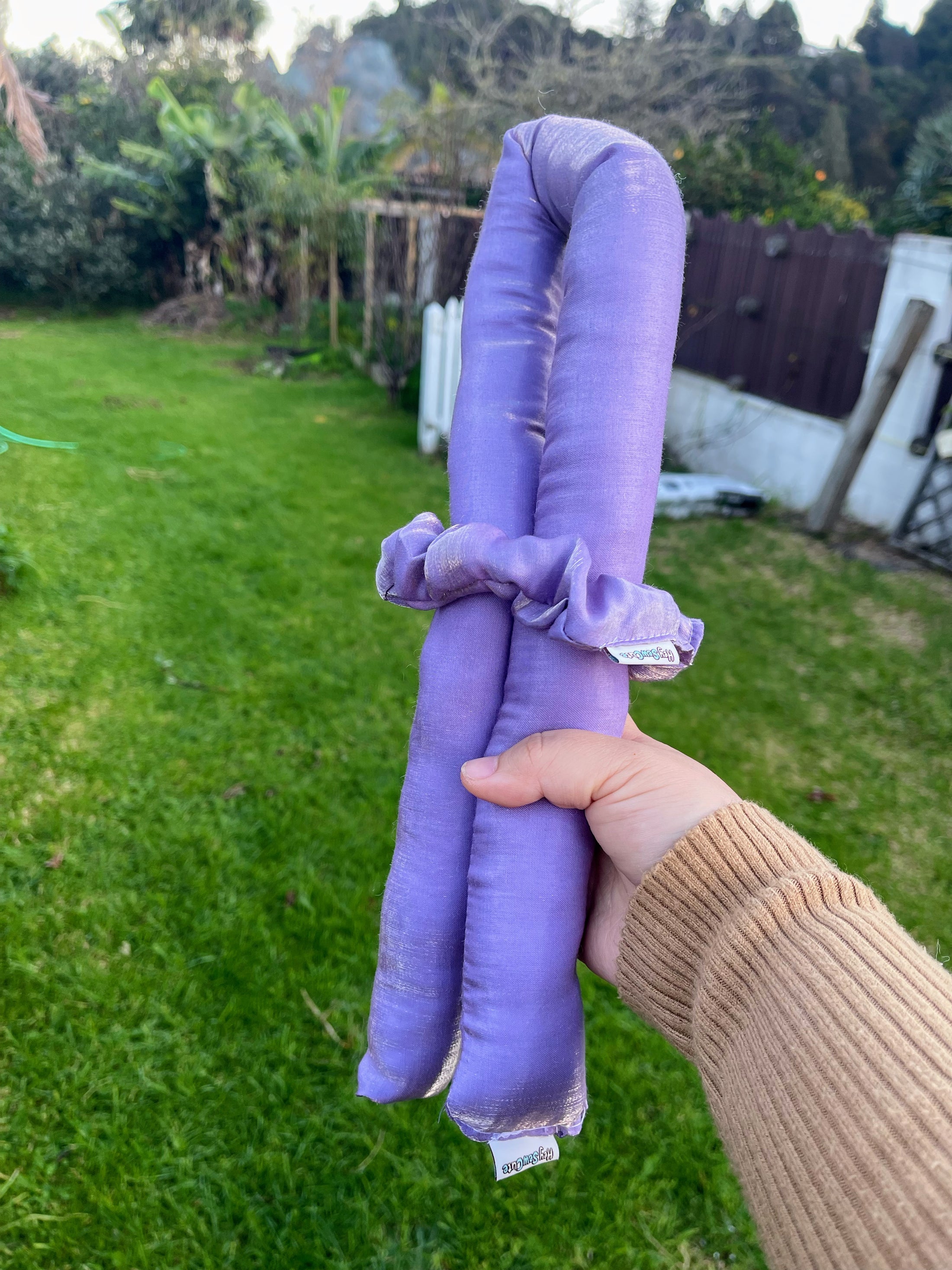 💜 Heatless Curling Set – Lavender Satin + 2 Scrunchies