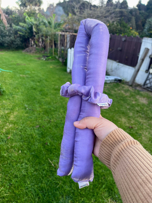 HeySewCute Heatless Curling Set – Lavender Satin + 2 Scrunchies (handmade in NZ)