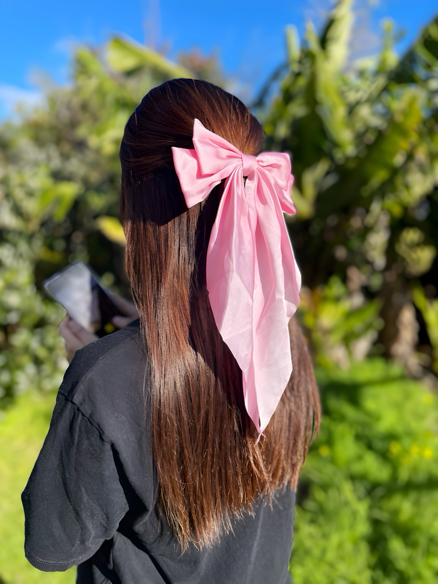 Satin Bow Hair Clip – Medium Metal Barrette | HeySewCute