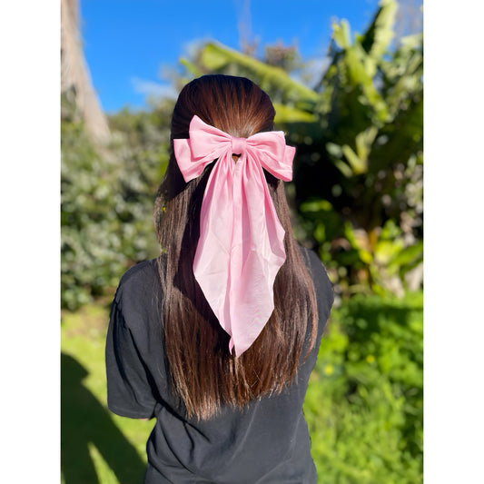 Satin Bow Hair Clip – Medium Metal Barrette