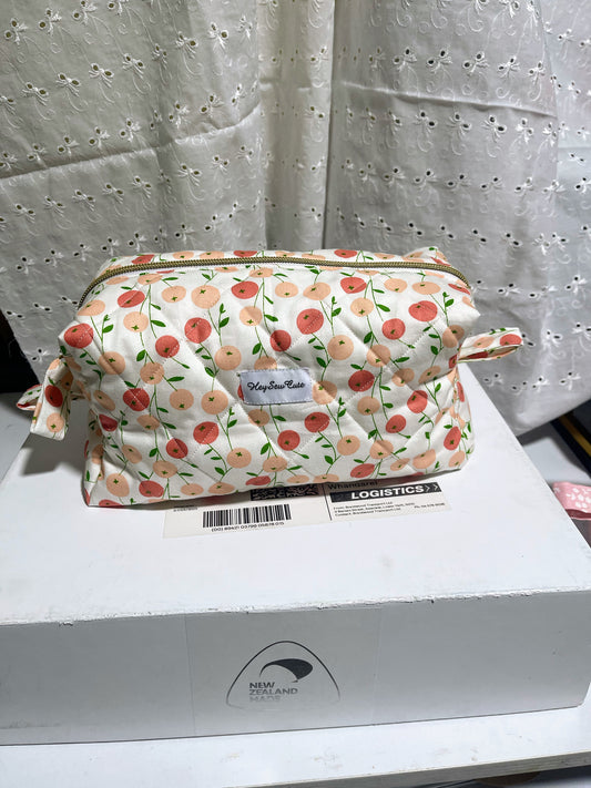 Peachy Pop Quilted Makeup Bag by HeySewCute
