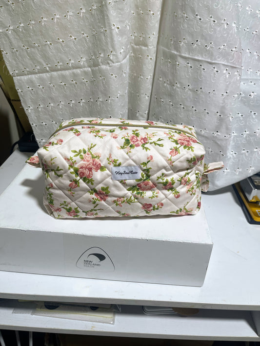 Vintage Rose Quilted Makeup Bag by HeySewCute