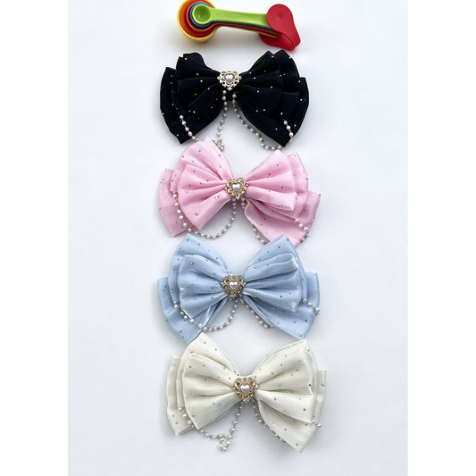 Pearl Charm Bow Hair Clip