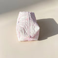 Load image into Gallery viewer, Pink Quilted Makeup Bag with Heart Stitching – Handmade Cosmetic Pouch
