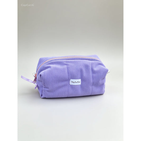 Lavender Corduroy Makeup Bag – Floral Lining Edition