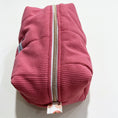 Load image into Gallery viewer, Red Pink Corduroy Boxy Makeup Bag – Choose Your Lining
