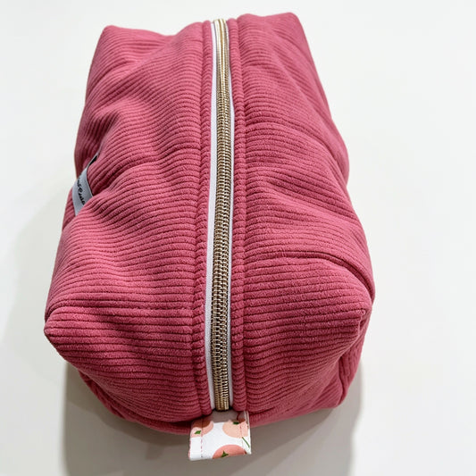 Red Pink Corduroy Boxy Makeup Bag – Choose Your Lining