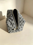 Load image into Gallery viewer, Black Bow Quilted Makeup Bag
