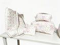 Load image into Gallery viewer, Pink Quilted Makeup Bag with Heart Stitching – Handmade Cosmetic Pouch
