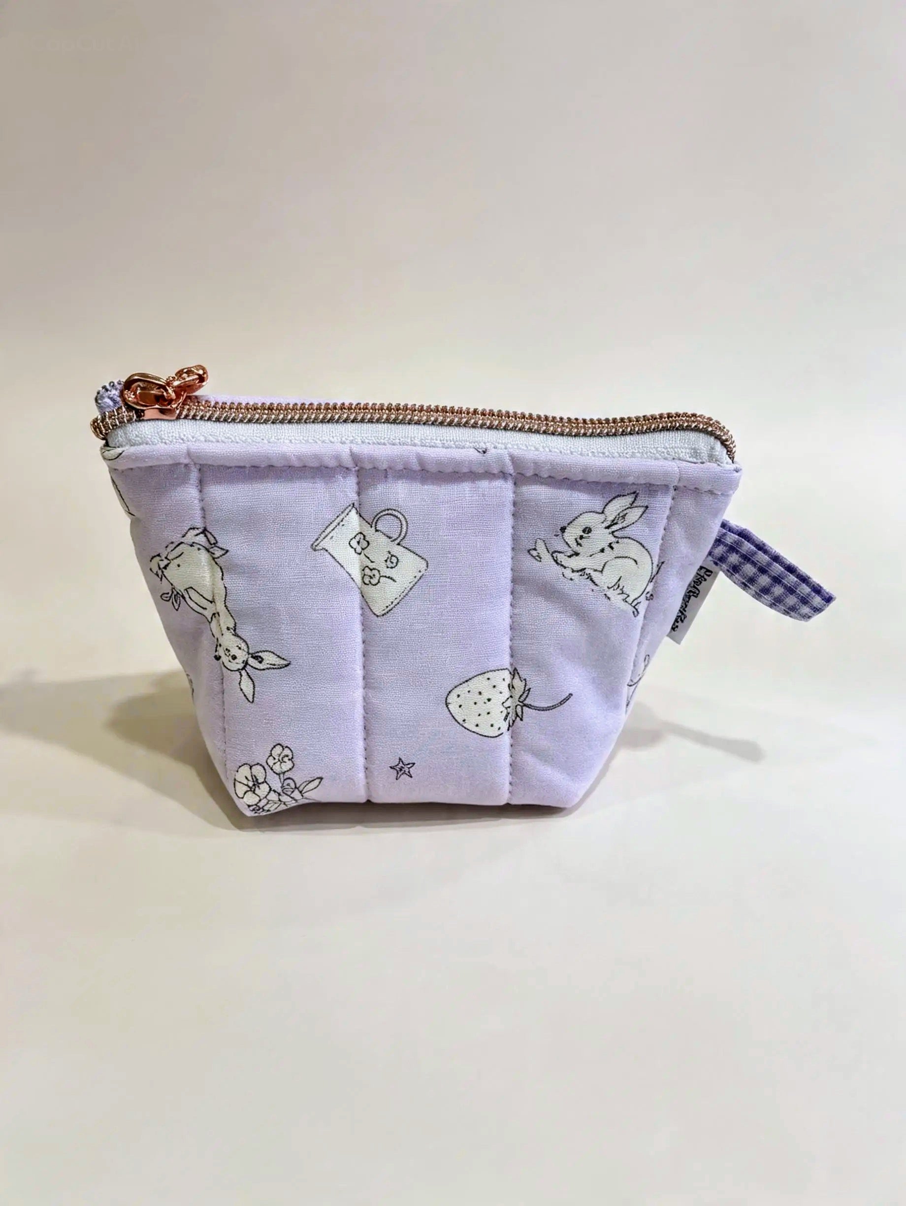 Quilted Mini Pouch – Lavender Teddy