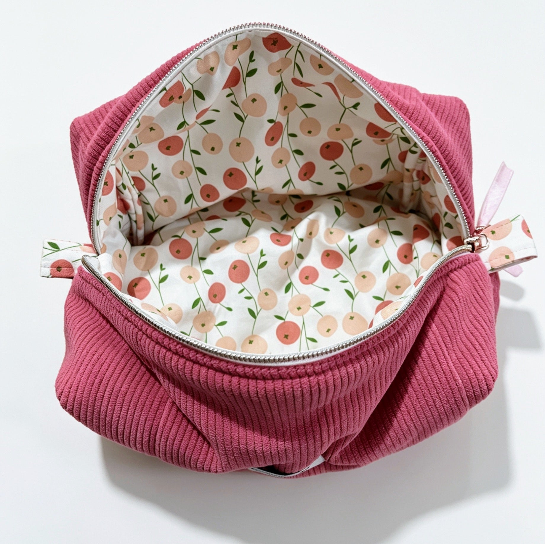 Red Pink Corduroy Boxy Makeup Bag – Choose Your Lining