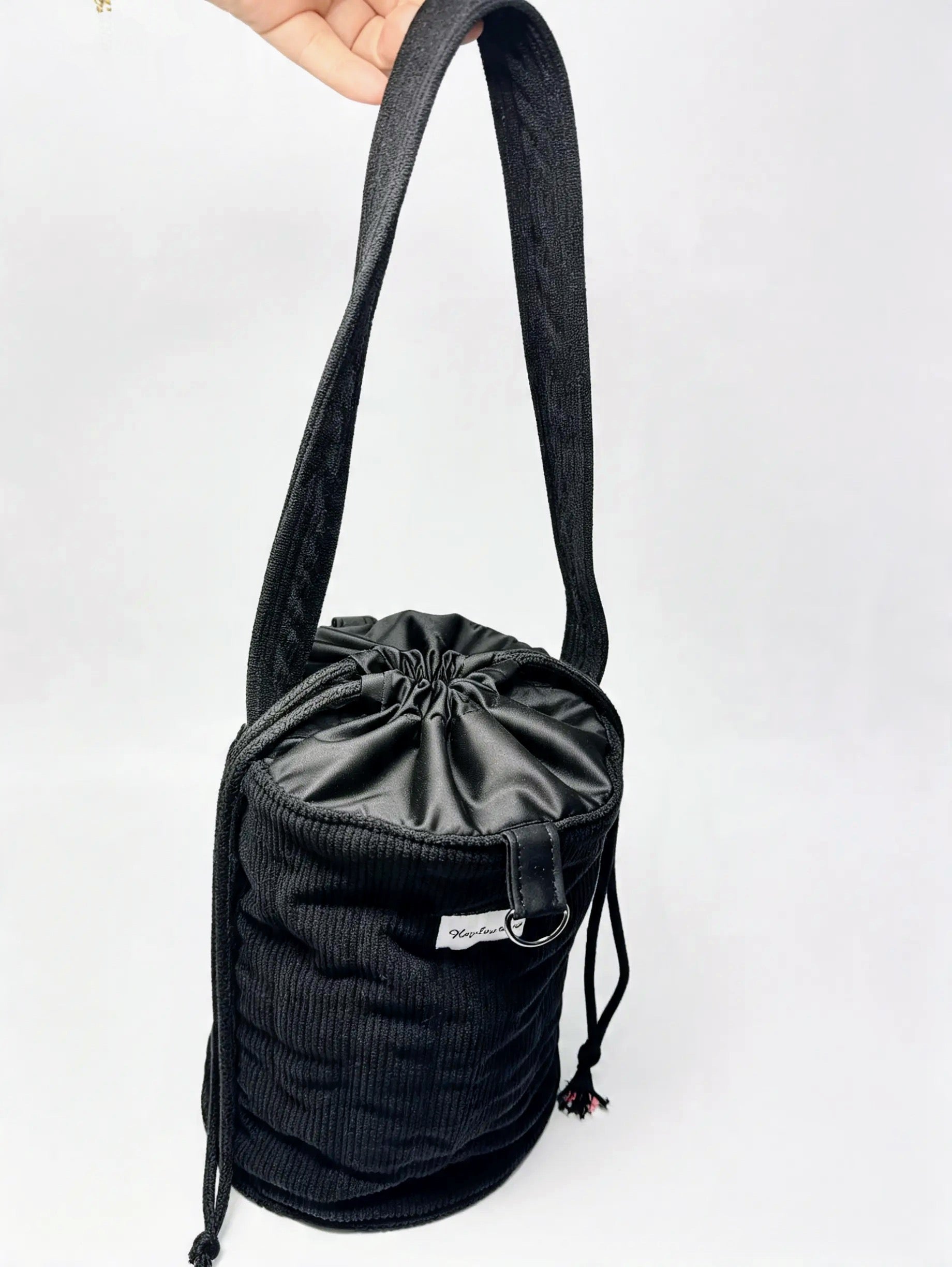 Black Corduroy 6-Pocket Skincare Organiser Bag – Large