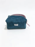 Load image into Gallery viewer, HeySewCute XL Corduroy Makeup Bag – Cherry Stripe Lining
