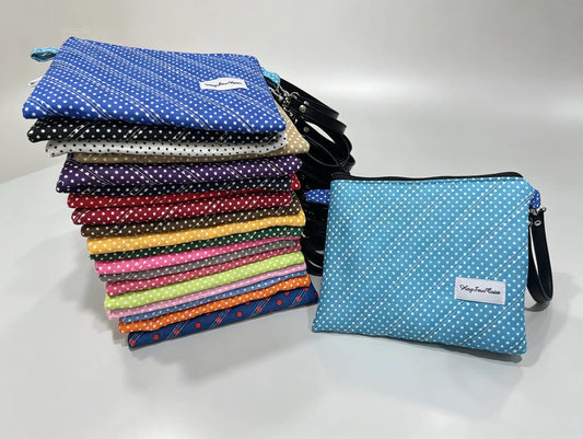 Handmade Quilted Wristlet Pouch – 20 Colour Options