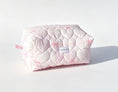 Load image into Gallery viewer, Pink Quilted Makeup Bag with Heart Stitching – Handmade Cosmetic Pouch
