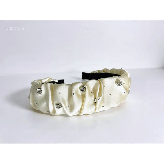 Ruched Satin Rhinestone Headband – Final Pieces