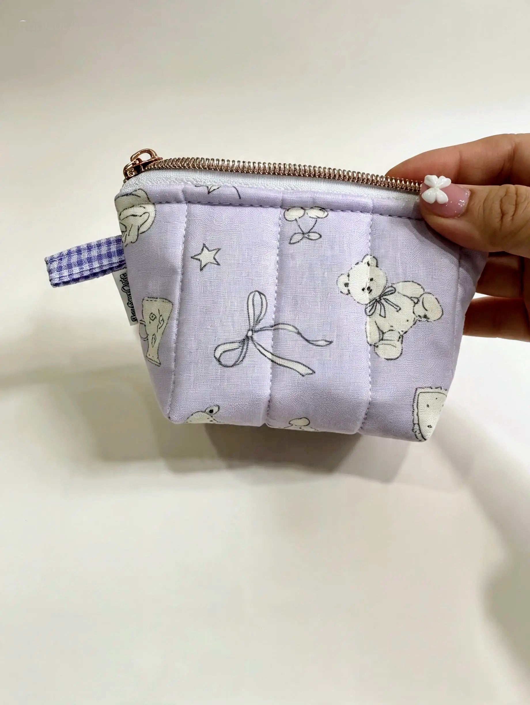 Quilted Mini Pouch – Lavender Teddy
