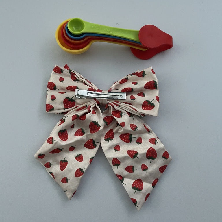 Strawberry Pearl Bow Hair Clip