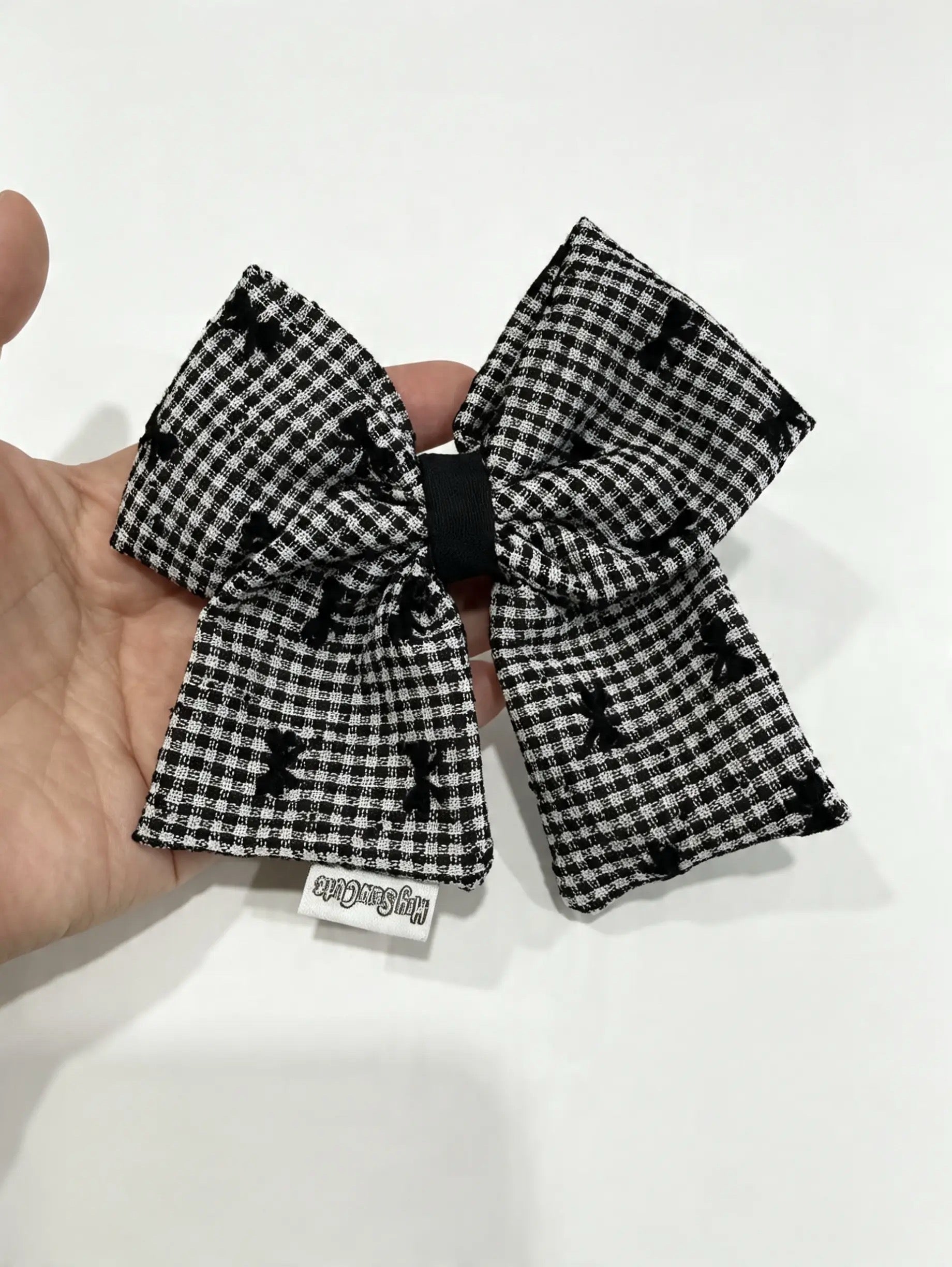 Black Bow Gingham Hair Accessories – Bow Clip, Bow Scrunchie or Matching Set