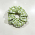 Load image into Gallery viewer, Picnic Gingham Hair Set – Handmade Large Scrunchie & Bow Clip
