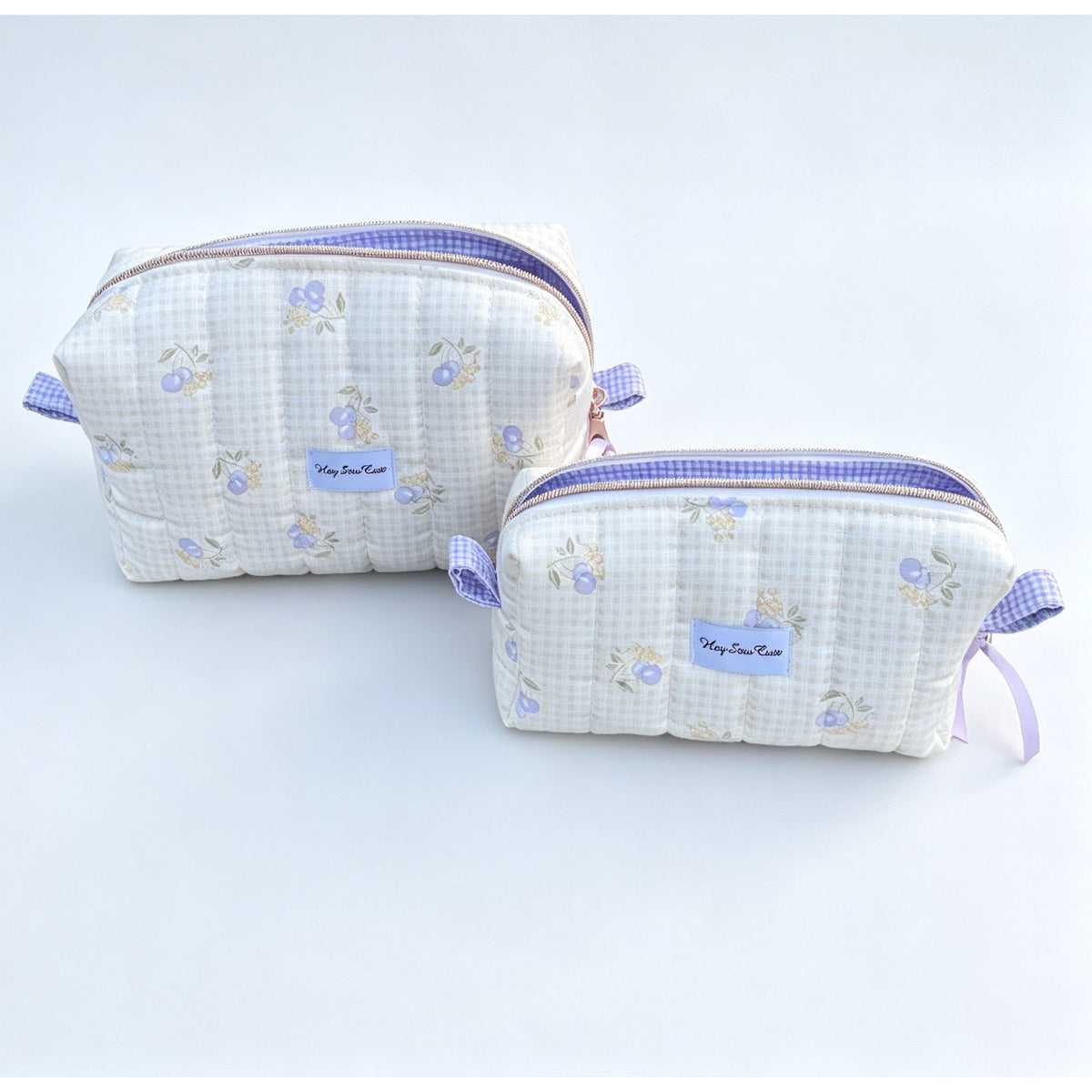 Lavender Cherry Matching Quilted Bag Set