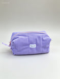 Load image into Gallery viewer, Lavender Corduroy Makeup Bag – Floral Lining Edition
